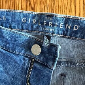 WHBM “Girlfriend” Denim Shorts – Size 6 | Distressed Blue | Mid-Rise Chill